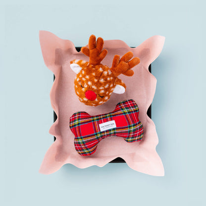 Reindeer Plush Dog Toy with Removable Squeaker Ball