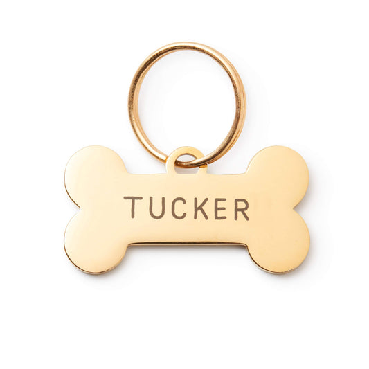 Bone-Shaped Gold Stainless Steel Dog ID Tag, Nickel-Free