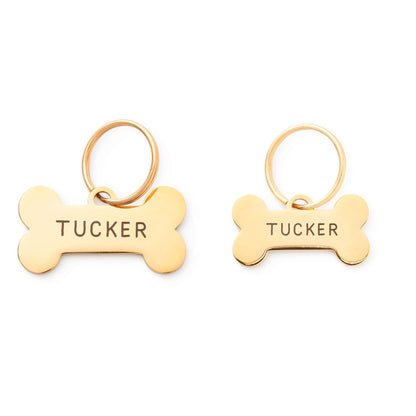 Bone-Shaped Gold Stainless Steel Dog ID Tag, Nickel-Free