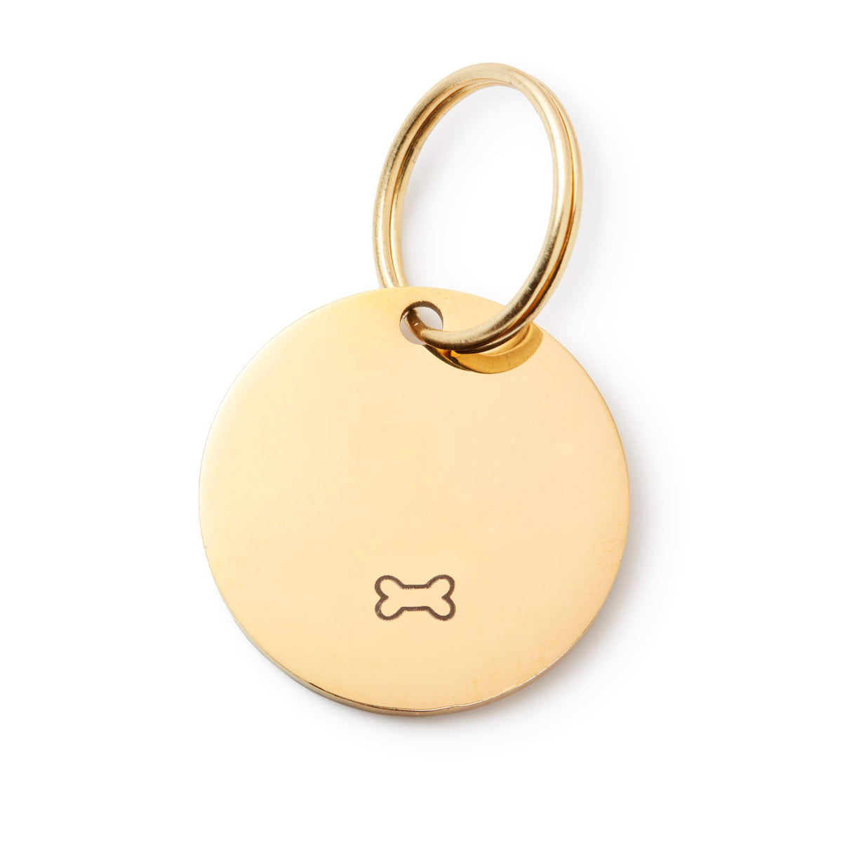 Round Pet ID Tag with Bone Icon, Gold-Tone Stainless Steel