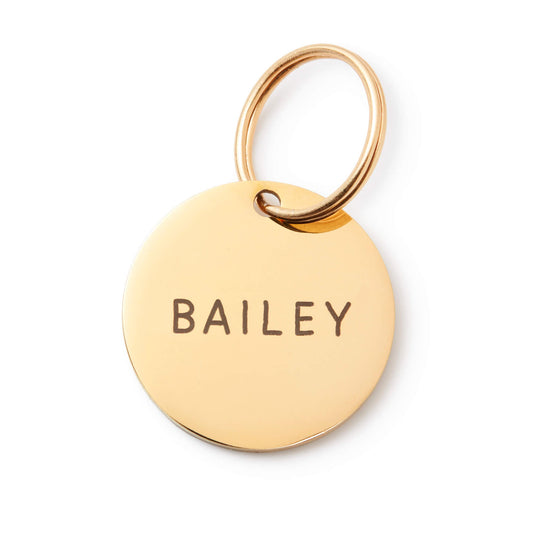 Round Gold Stainless Steel Pet ID Tag for Dogs and Cats, Nickel-Free