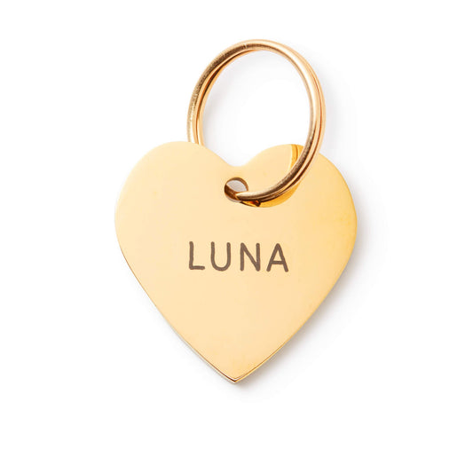 Heart-Shaped Gold Stainless Steel Pet ID Tag, Nickel-Free
