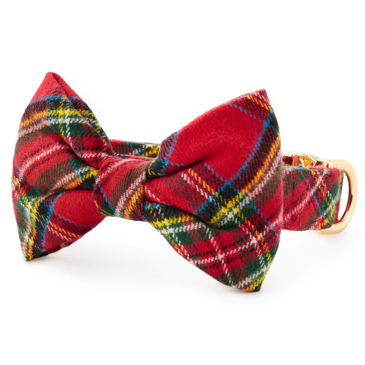 Red Tartan Plaid Flannel Dog Collar with Removable Bow Tie