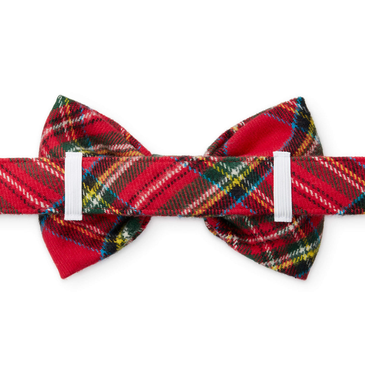 Red Tartan Plaid Flannel Dog Collar with Removable Bow Tie