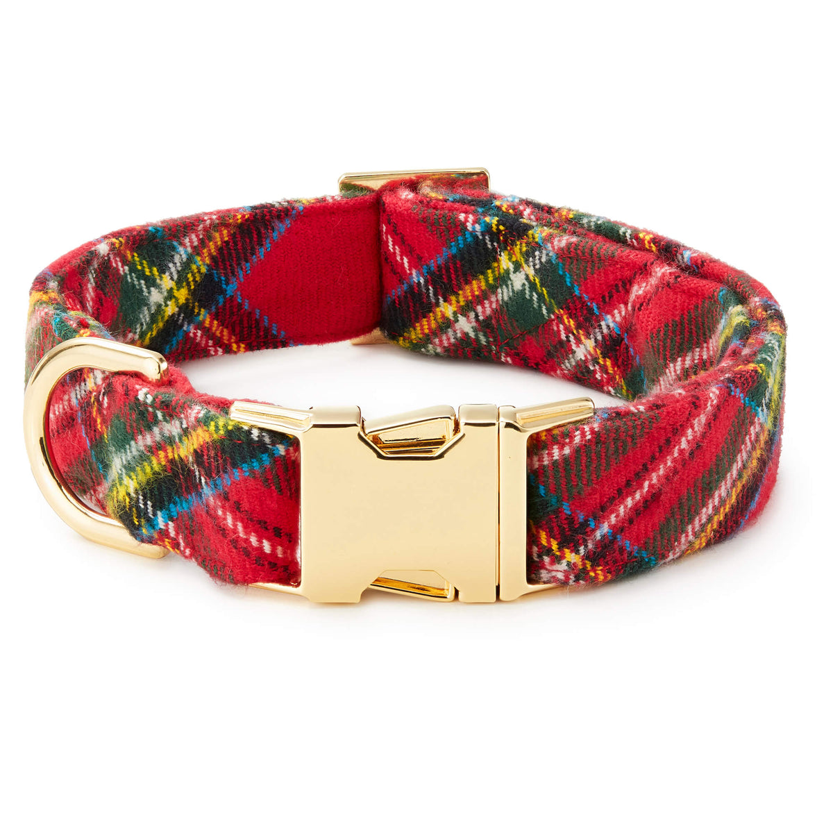 Red Tartan Plaid Flannel Dog Collar with Removable Lady Bow
