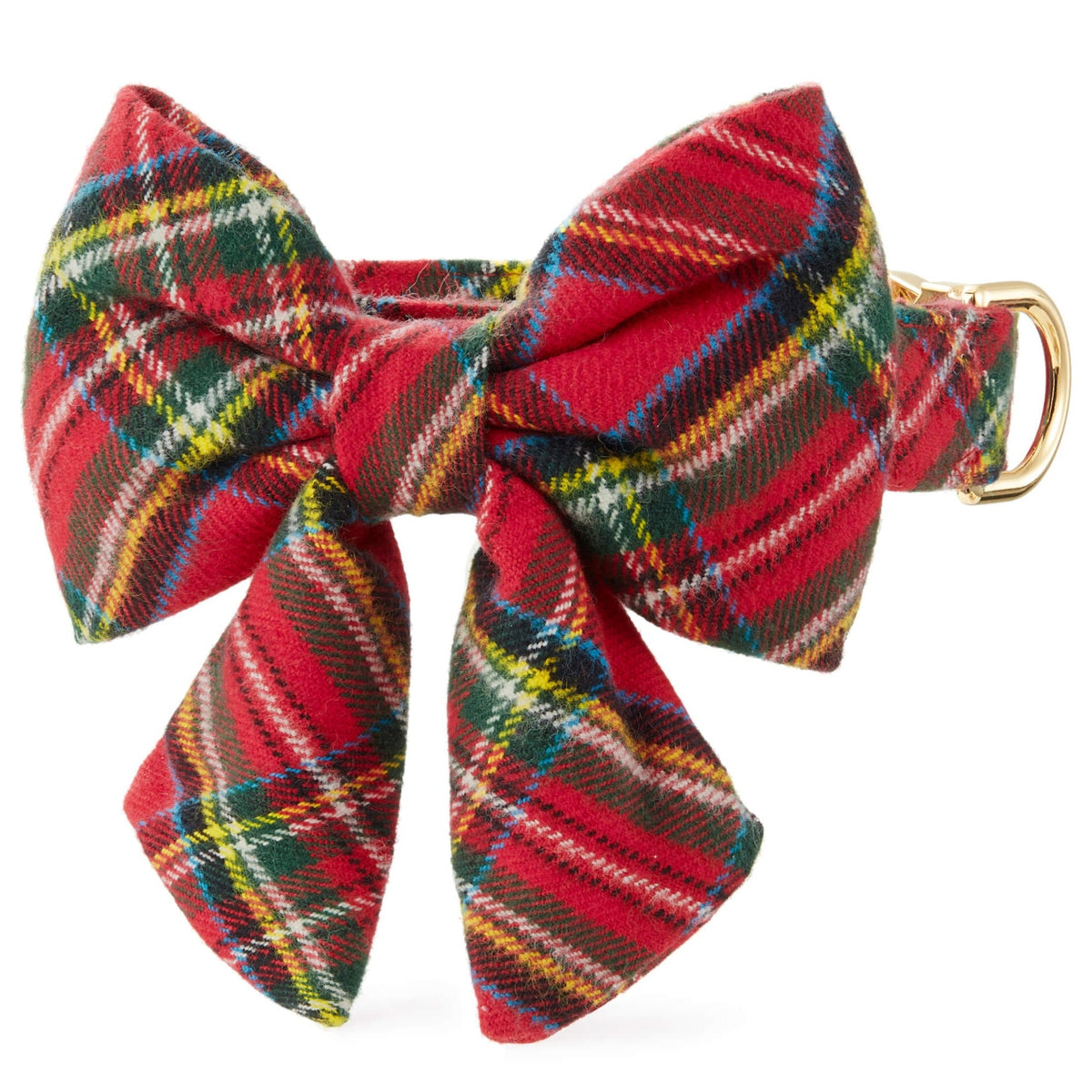 Red Tartan Plaid Flannel Dog Collar with Removable Lady Bow