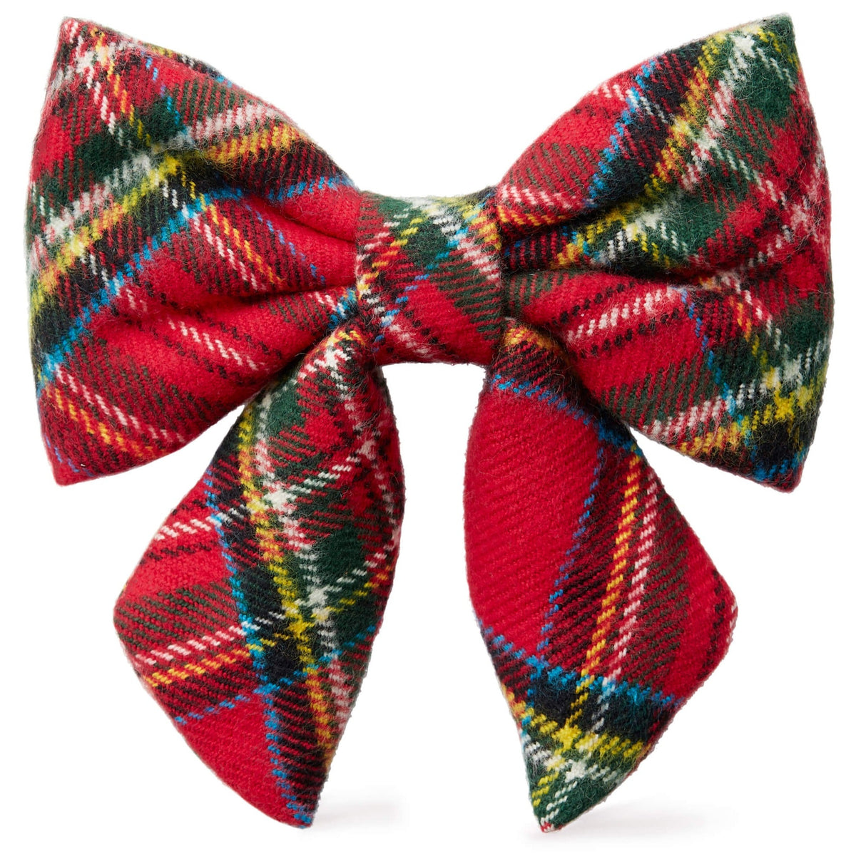 Red Tartan Plaid Flannel Dog Bow, Sailor Style Collar Attachment