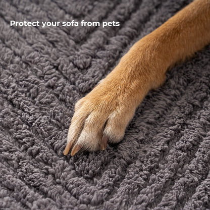 Thick Plush Herringbone Couch Cover with Non-Slip Bottom