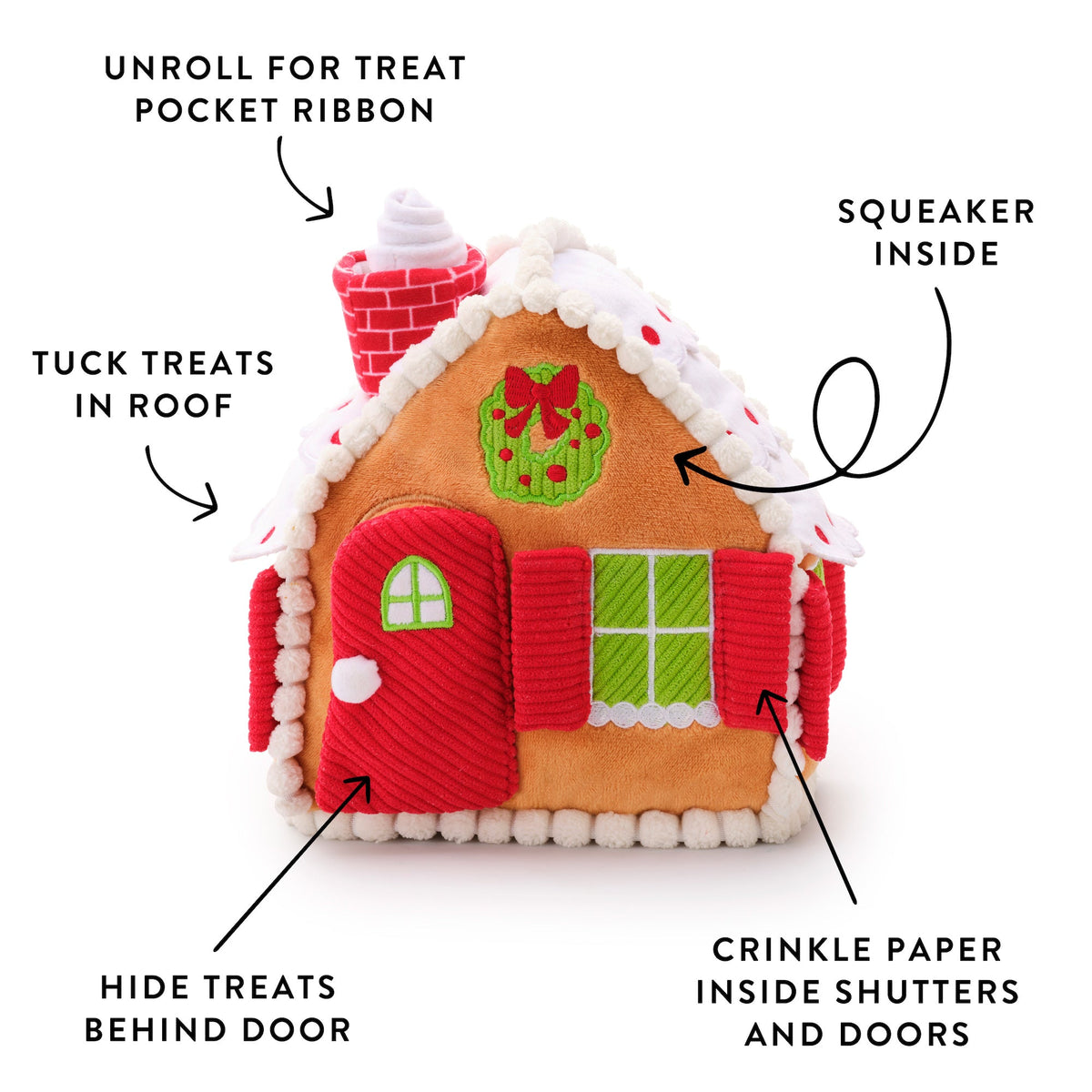 Gingerbread House Snuffle Dog Toy with Hidden Treat Pockets