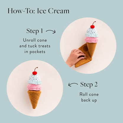 Ice Cream Cone Snuffle Dog Toy with Squeaker Ball