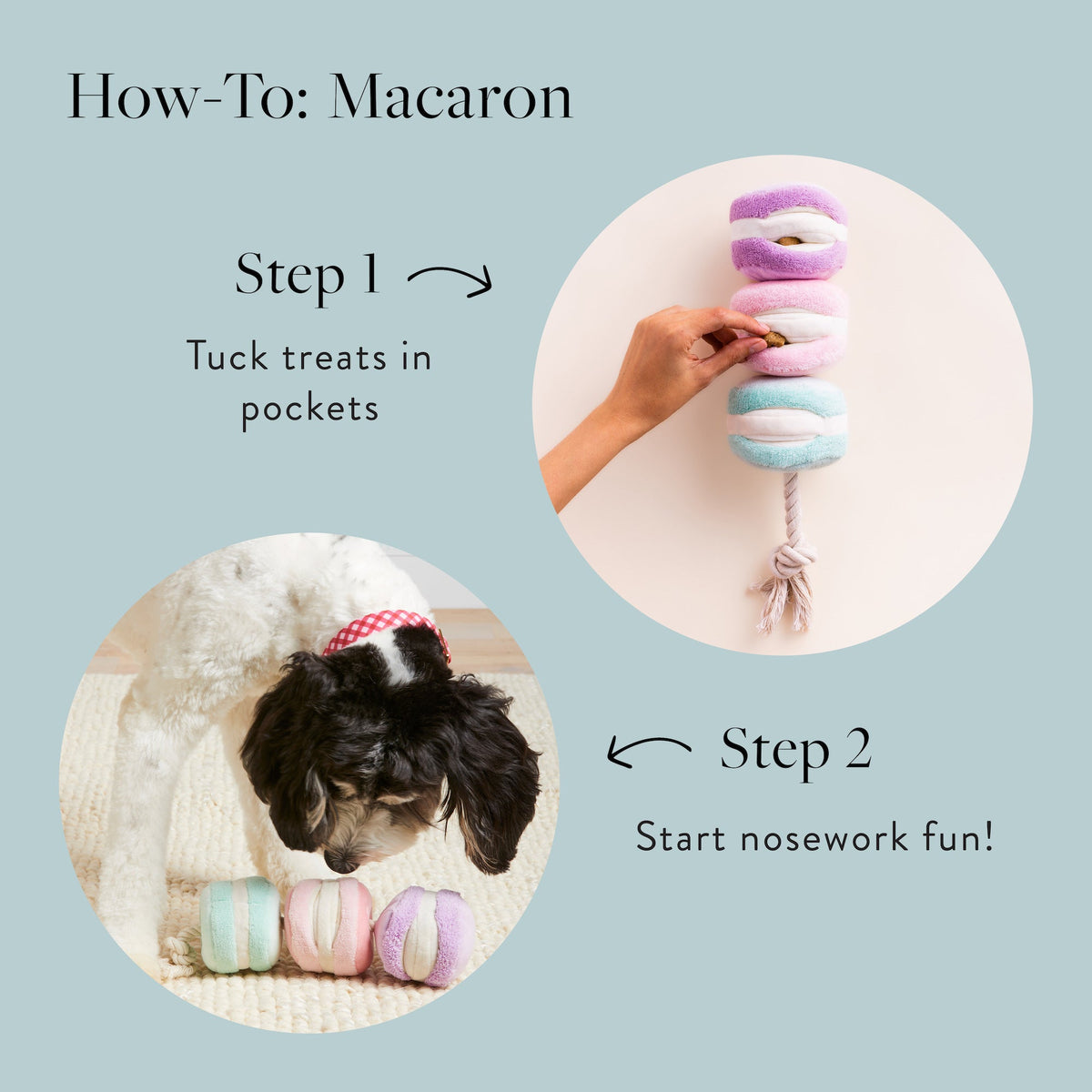 Macaron Snuffle Dog Toy with Hidden Treat Pockets and Squeaker