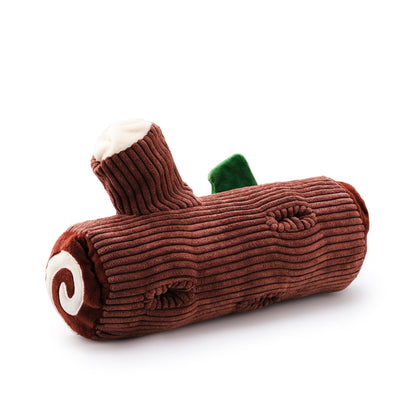 Yule Log Snuffle Dog Toy with Hidden Treat Pockets