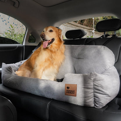 Dog Car Back Seat Bed with Bolsters and Storage Pocket, Medium to Large