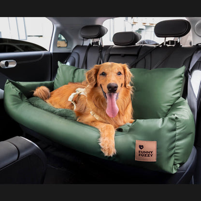Dog Car Back Seat Bed with Bolsters and Storage Pocket, Medium to Large