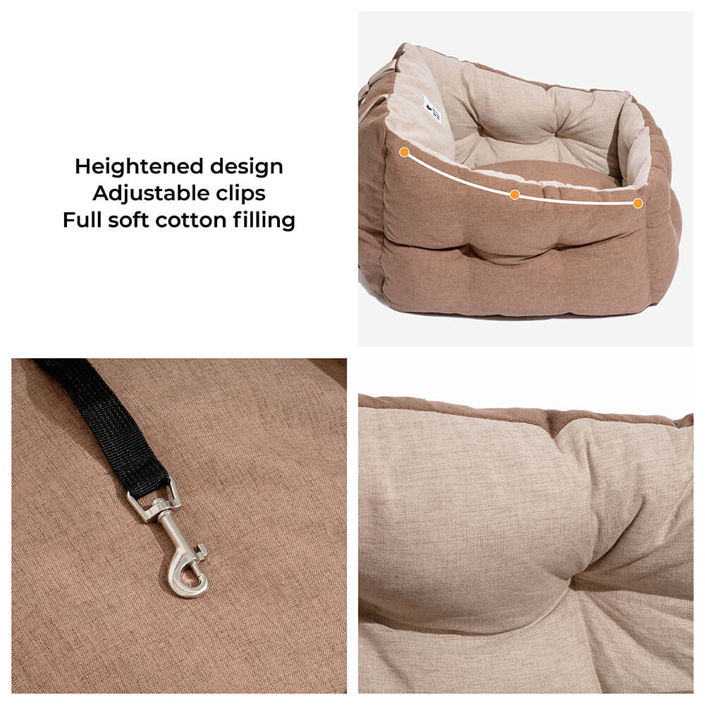 Elevated Waterproof Dog Car Seat Booster Bed with Safety Tether