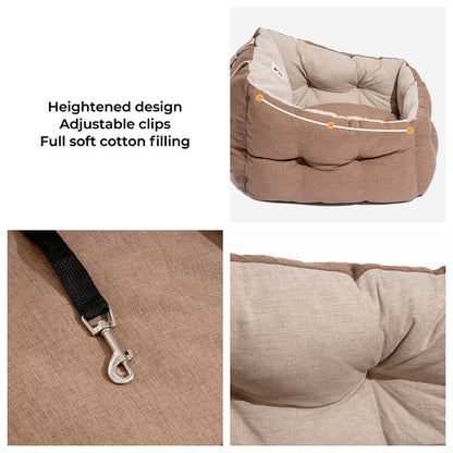 Elevated Waterproof Dog Car Seat Booster Bed with Safety Tether