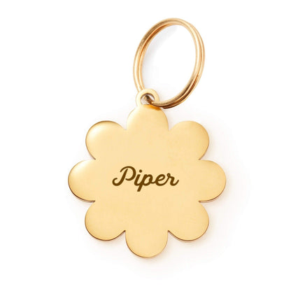 Flower Shaped Pet ID Tag in Gold-Tone Stainless Steel