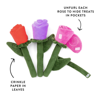 Bouquet of Roses Plush Snuffle Dog Toy with Hidden Treat Pockets