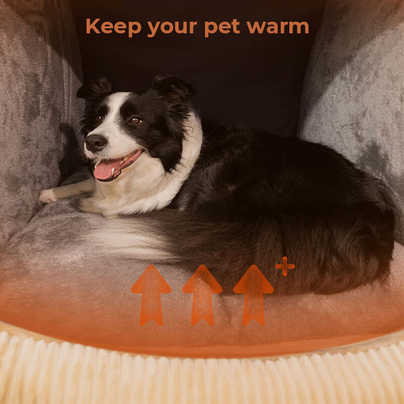 Khaki or Grey Flannel Dog Tent Bed, Semi-Enclosed and Washable