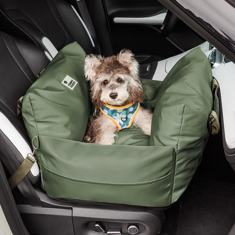 Padded Dog Car Seat Bed with Safety Leash and Bolsters