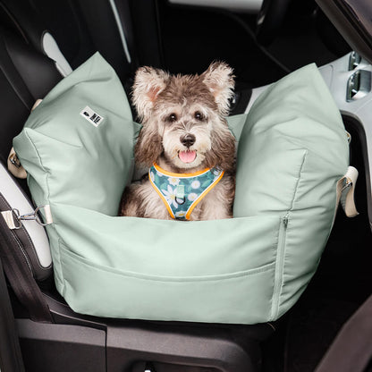Padded Dog Car Seat Bed with Safety Leash and Bolsters