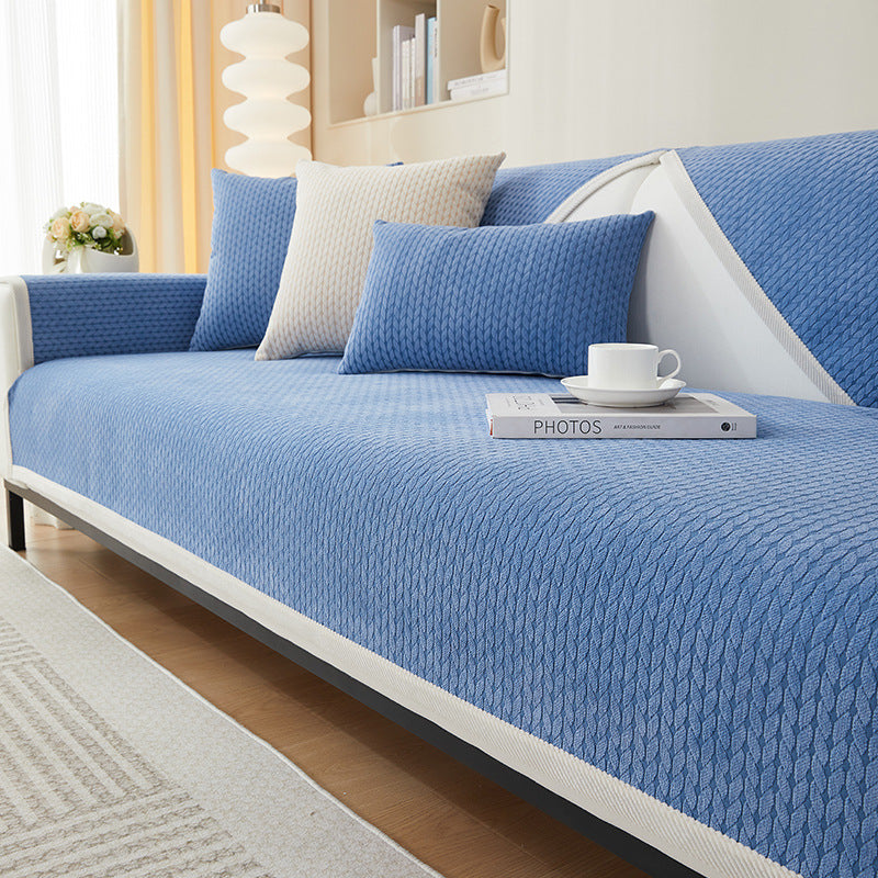 Wheat Ear Pattern Chenille Couch Cover, Anti-Scratch