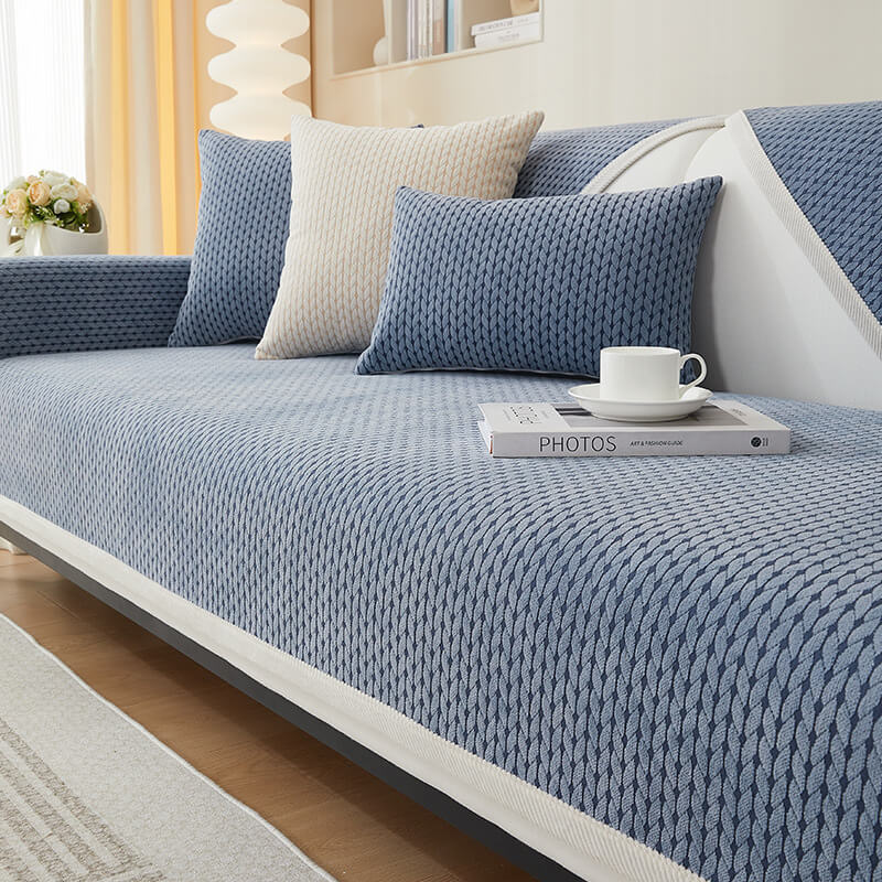 Wheat Ear Pattern Chenille Couch Cover, Anti-Scratch