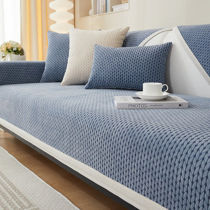 Wheat Ear Pattern Chenille Couch Cover, Anti-Scratch