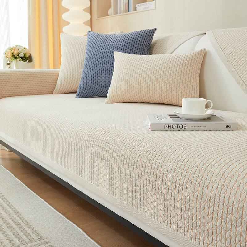 Wheat Ear Pattern Chenille Couch Cover, Anti-Scratch
