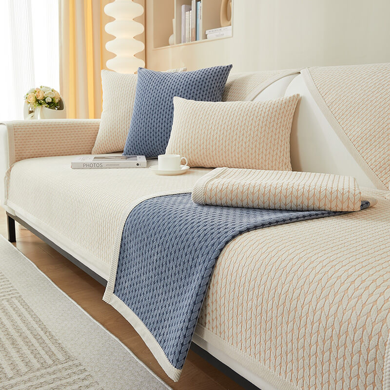 Wheat Ear Pattern Chenille Couch Cover, Anti-Scratch