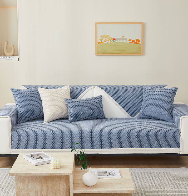 Wheat Ear Pattern Chenille Couch Cover, Anti-Scratch