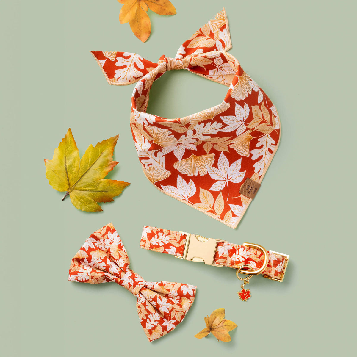 Enamel Maple Leaf Dog Collar Charm, Double-Sided