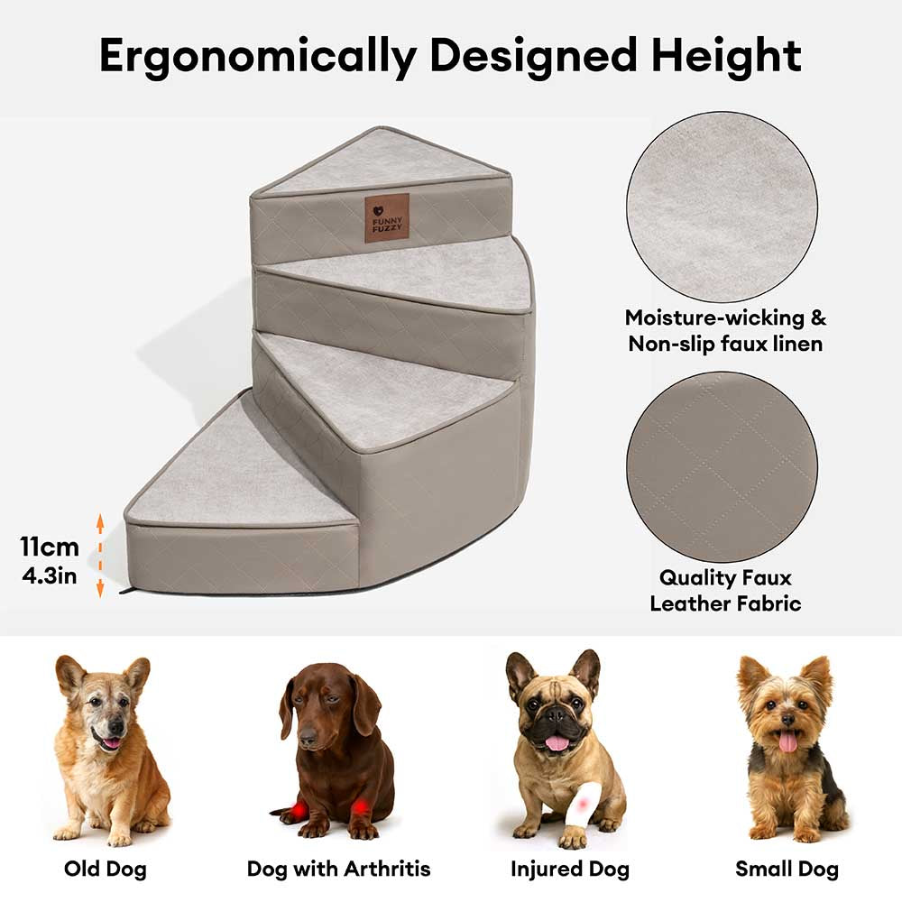 Faux Leather Spiral Dog Stairs for Bed and Sofa, 2-4 Steps