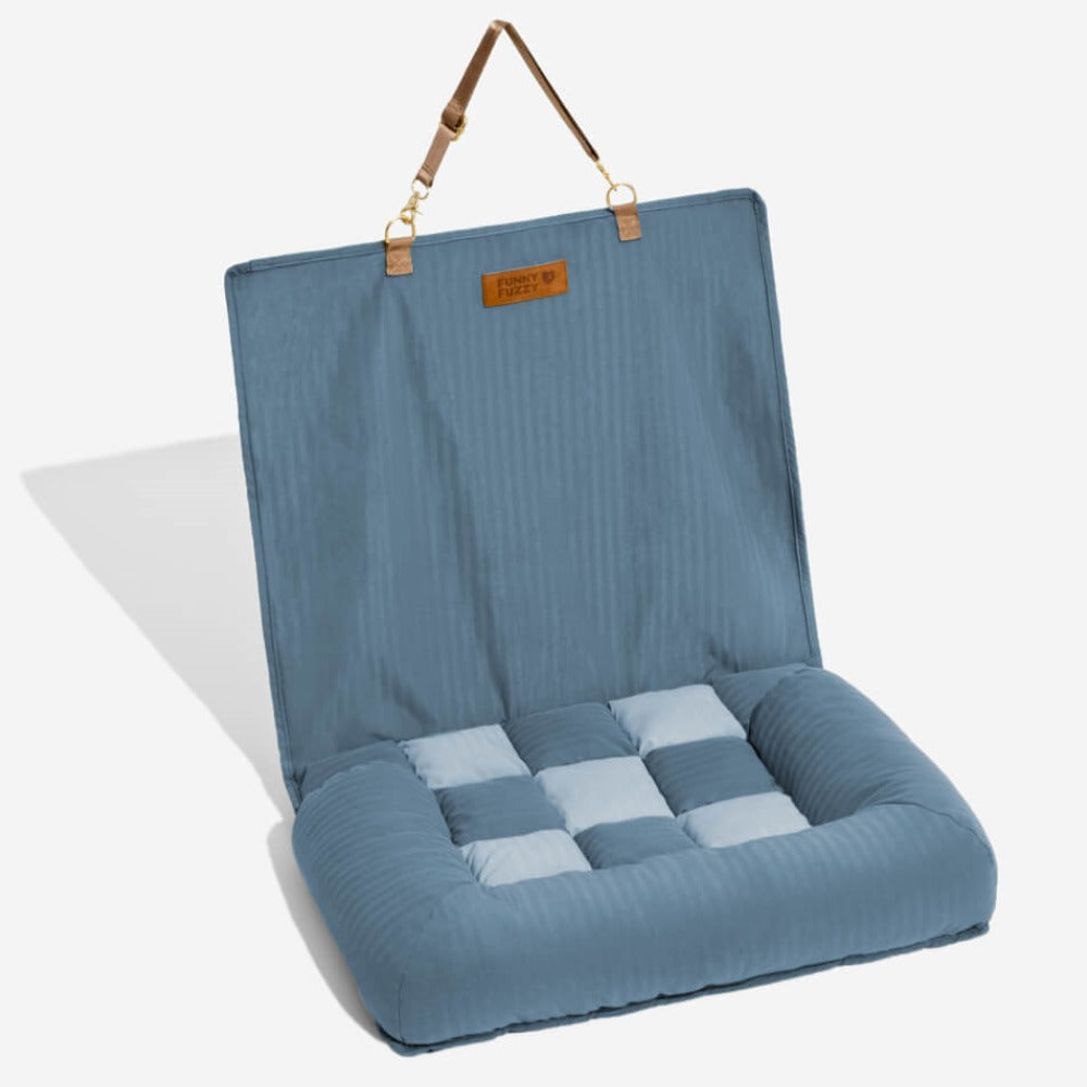 Chessboard Plaid Dog Car Back Seat Bed with Bolsters, Large