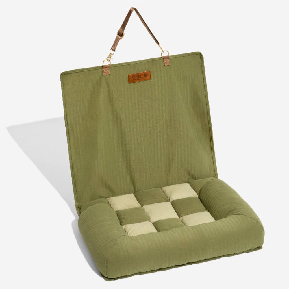 Chessboard Plaid Dog Car Back Seat Bed with Bolsters, Large