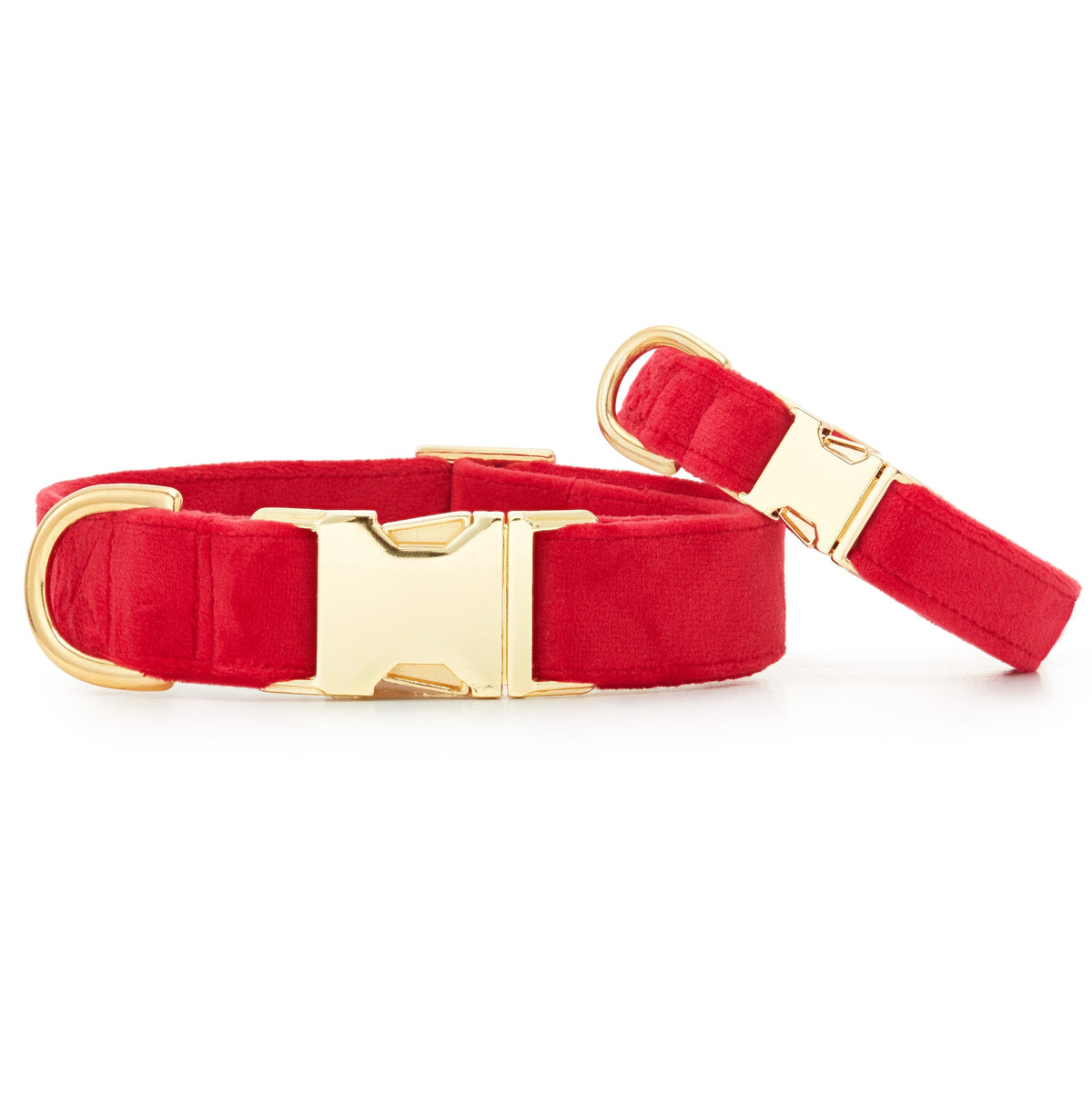 Red Velvet Dog Collar with Gold Hardware
