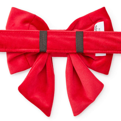 Red Velvet Sailor Bow for Dog Collars, Slide-On