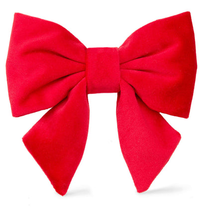 Red Velvet Sailor Bow for Dog Collars, Slide-On