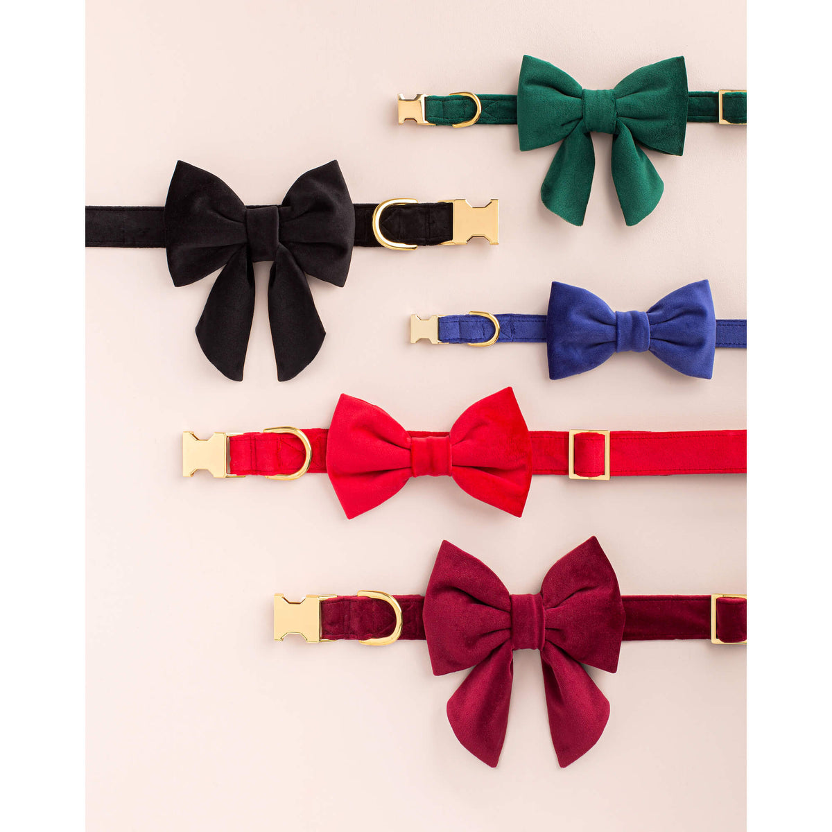 Burgundy Velvet Dog Collar with Gold Hardware