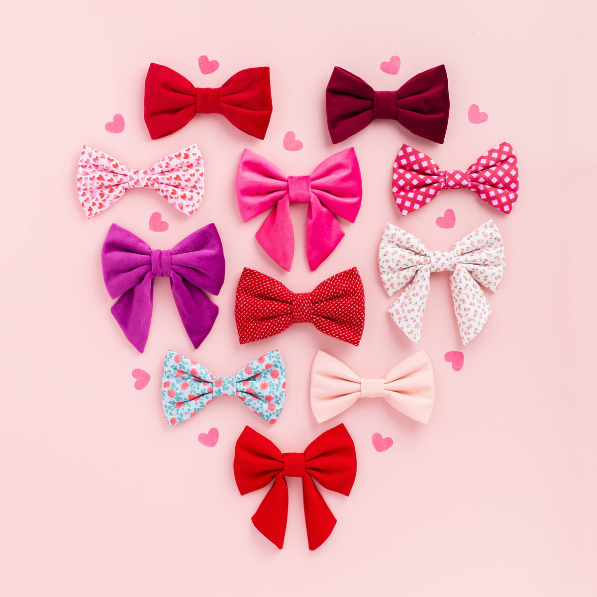 Red Velvet Dog Bow Tie, Collar Attachment