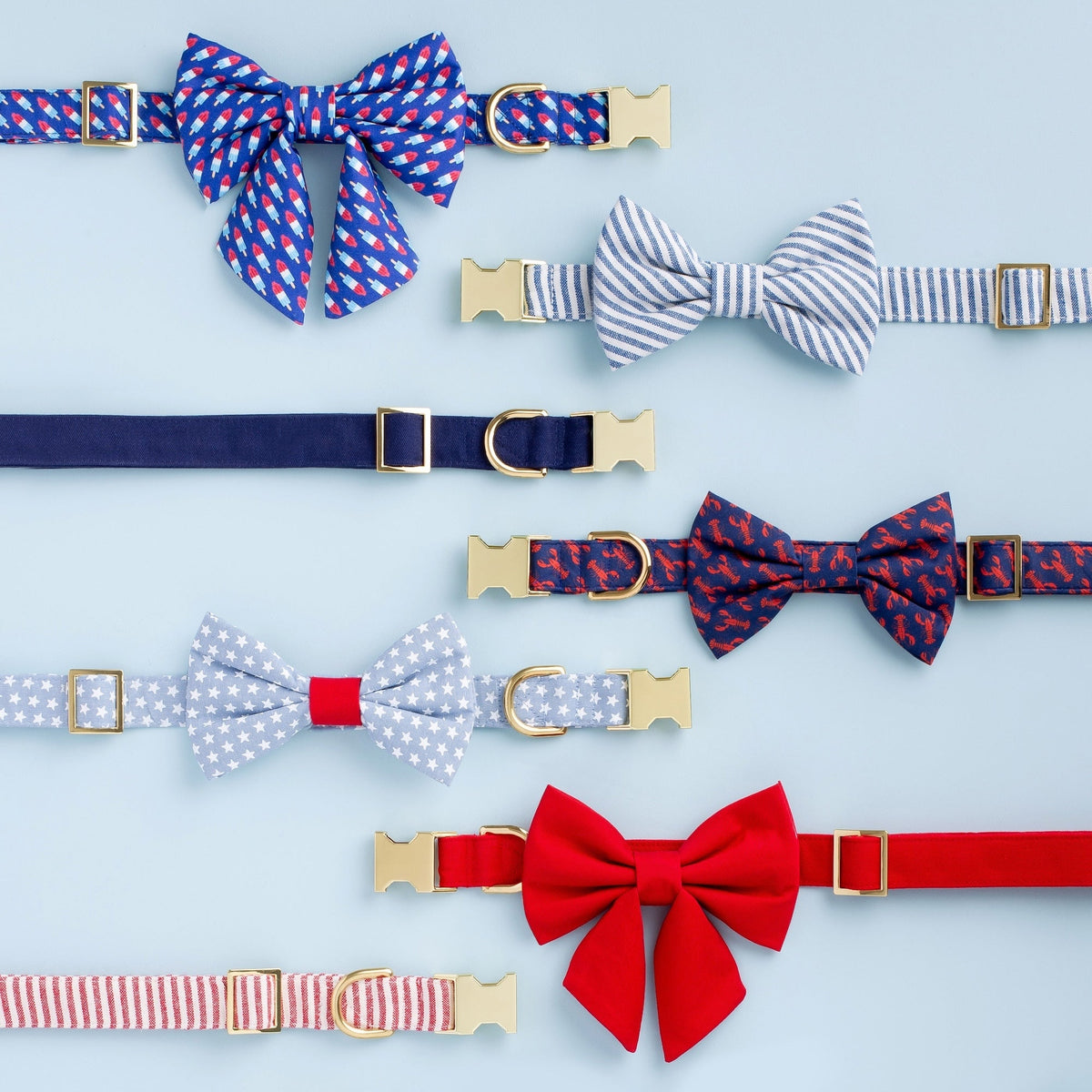 Navy Blue Cotton Dog Collar with Brass D-Ring