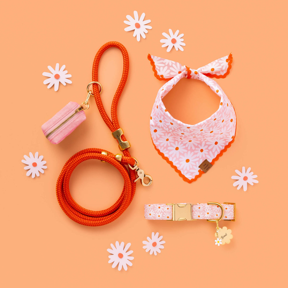 Daisy Enamel Dog Collar Charm, Double-Sided