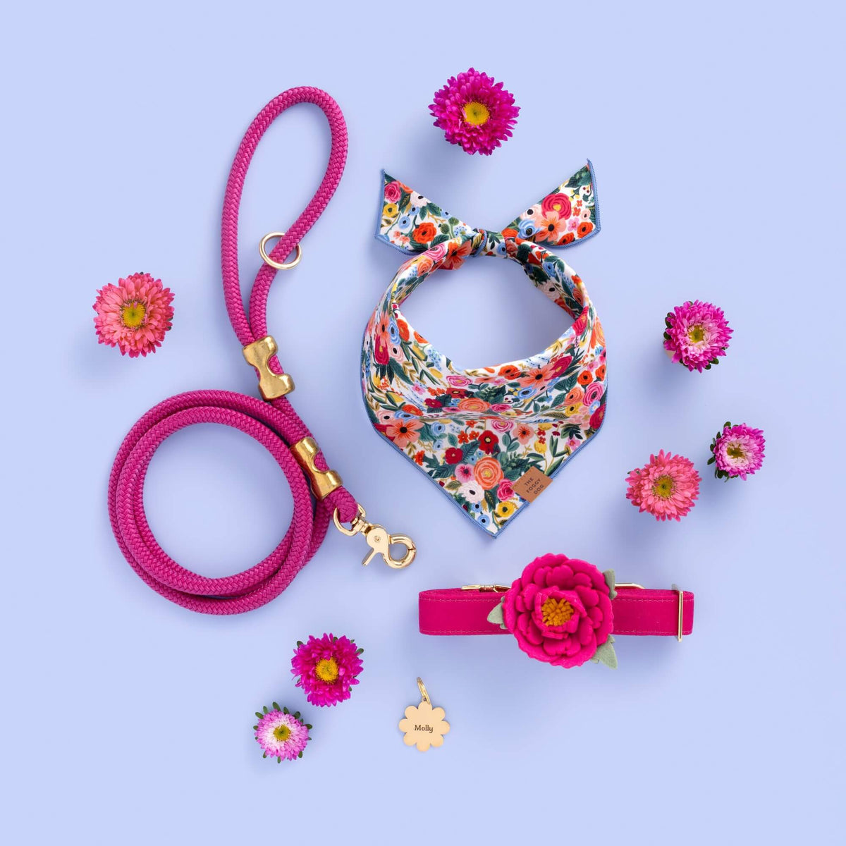 Colorful Floral Print Cotton Triangle Tie Dog Bandana