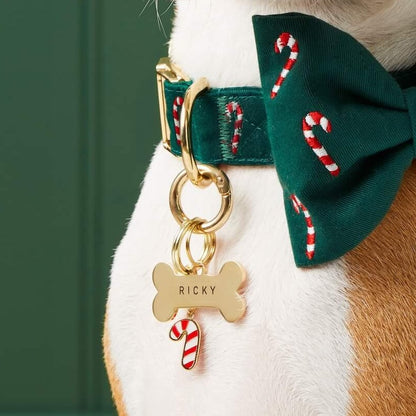 Candy Cane Dog Collar Charm, Double-Sided Hard Enamel