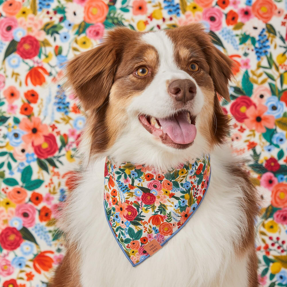 Colorful Floral Print Cotton Triangle Tie Dog Bandana