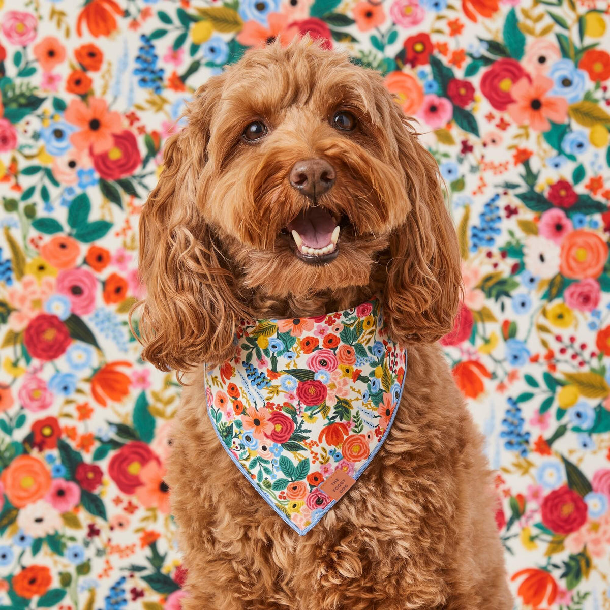 Colorful Floral Print Cotton Triangle Tie Dog Bandana