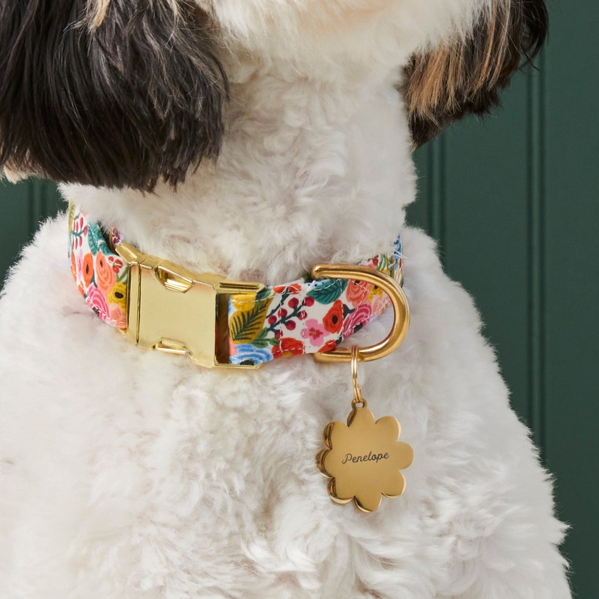 Flower Shaped Pet ID Tag in Gold-Tone Stainless Steel
