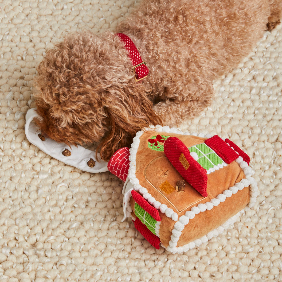 Gingerbread House & Yule Log Interactive Snuffle Toy Set