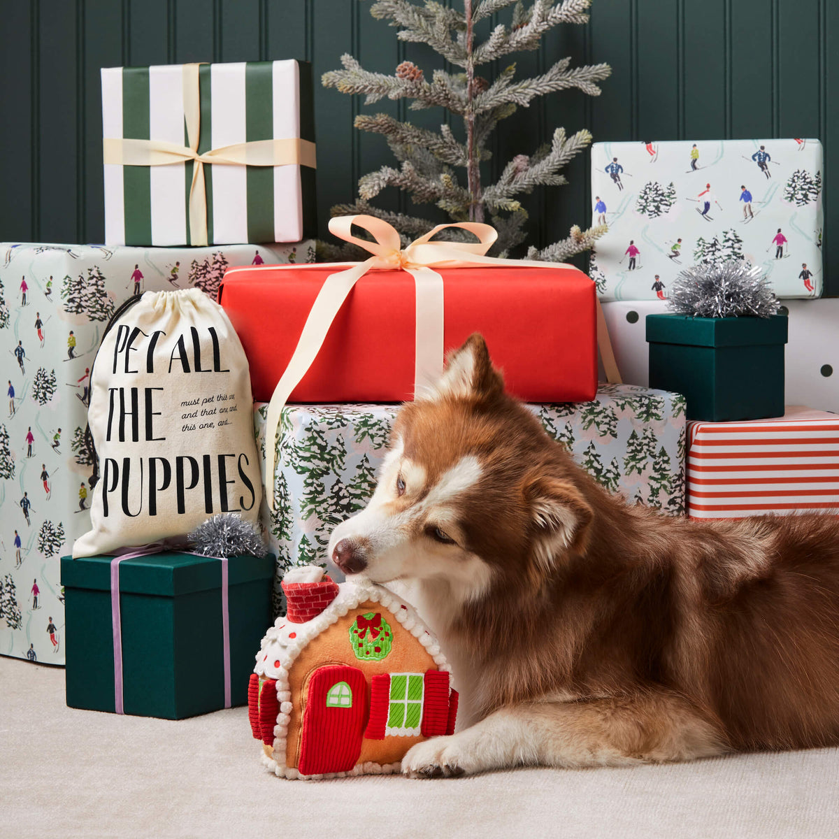Gingerbread House Snuffle Dog Toy with Hidden Treat Pockets