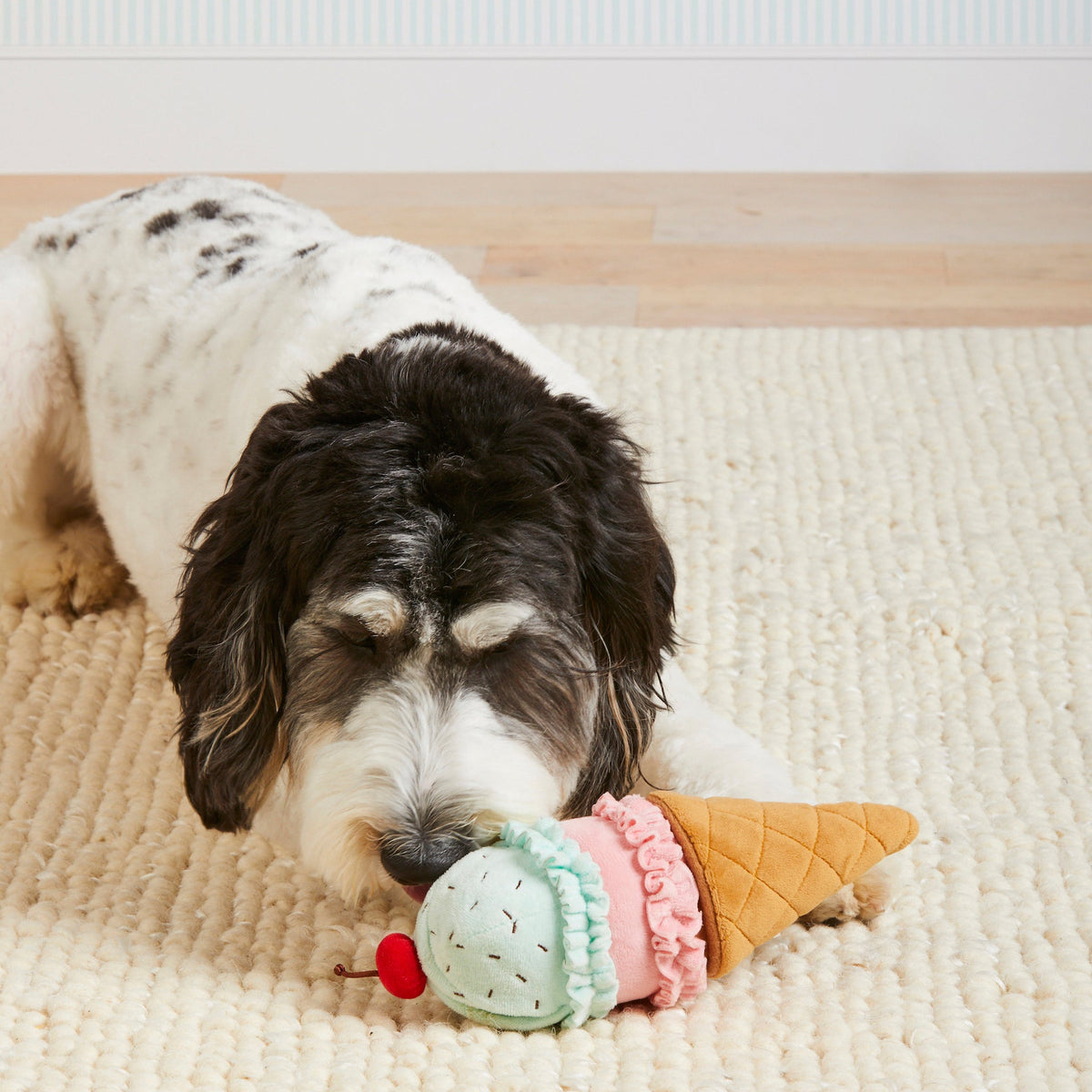 Ice Cream Cone Snuffle Dog Toy with Squeaker Ball